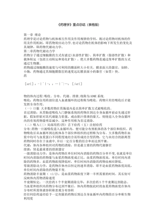《药理学》重点总结