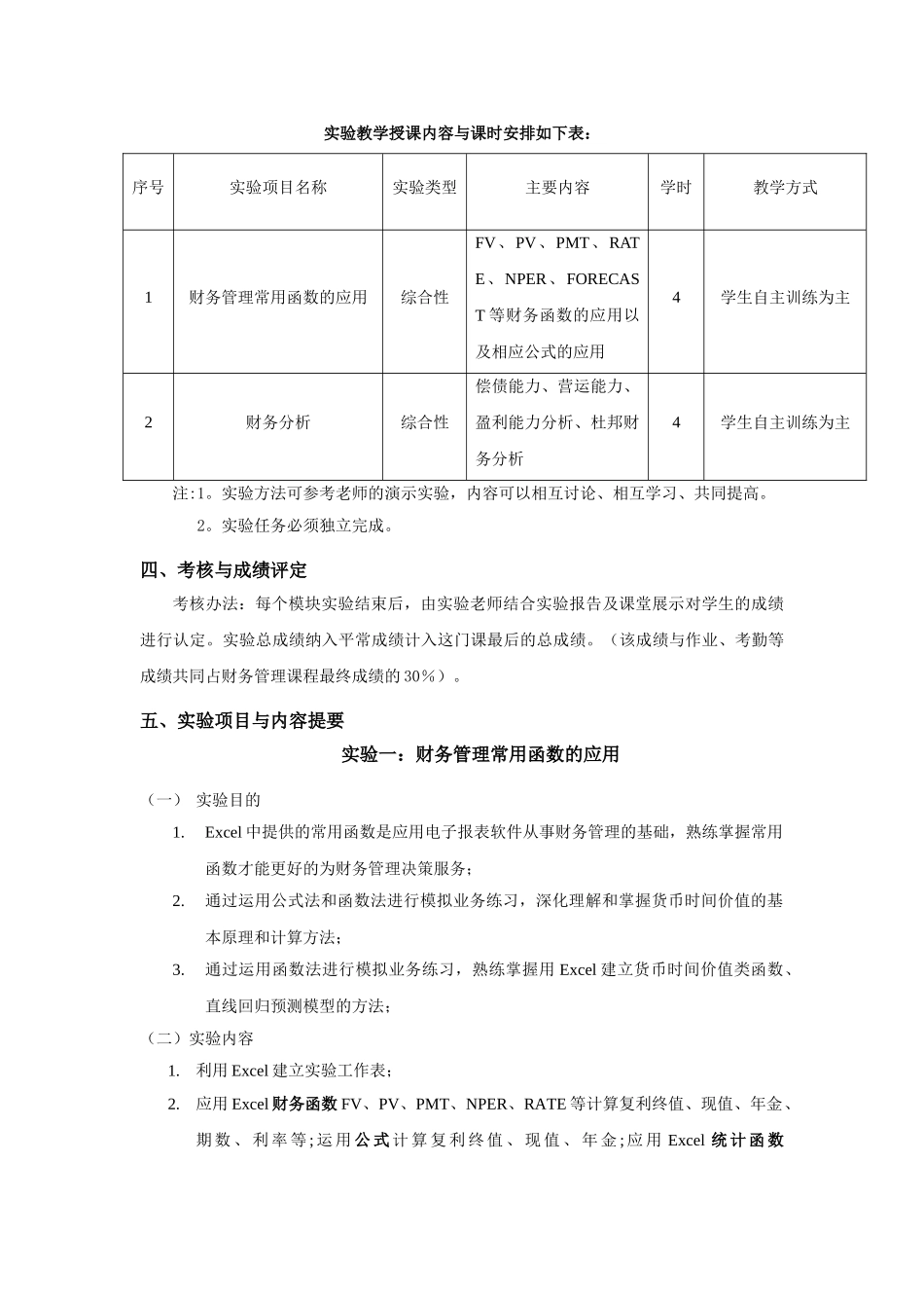 《财务管理》实验教学大纲_第2页