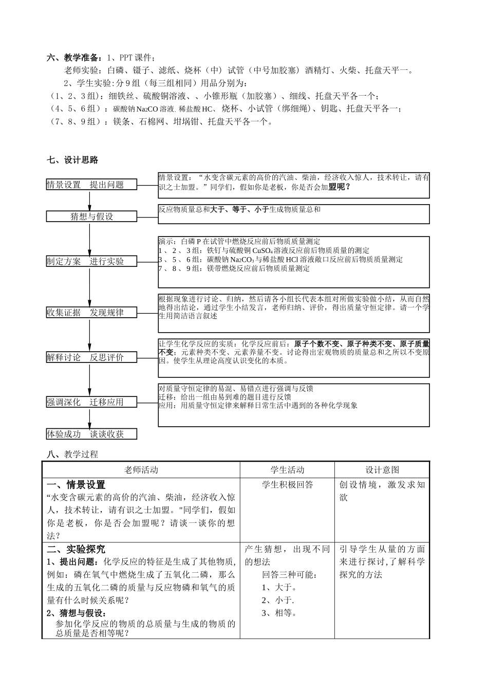 《质量守恒定律》第一课时教学设计_第2页
