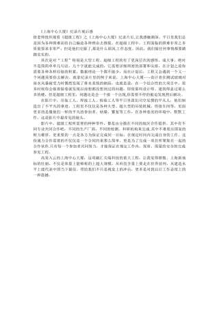 《超级工程》之《上海中心大厦》观后感