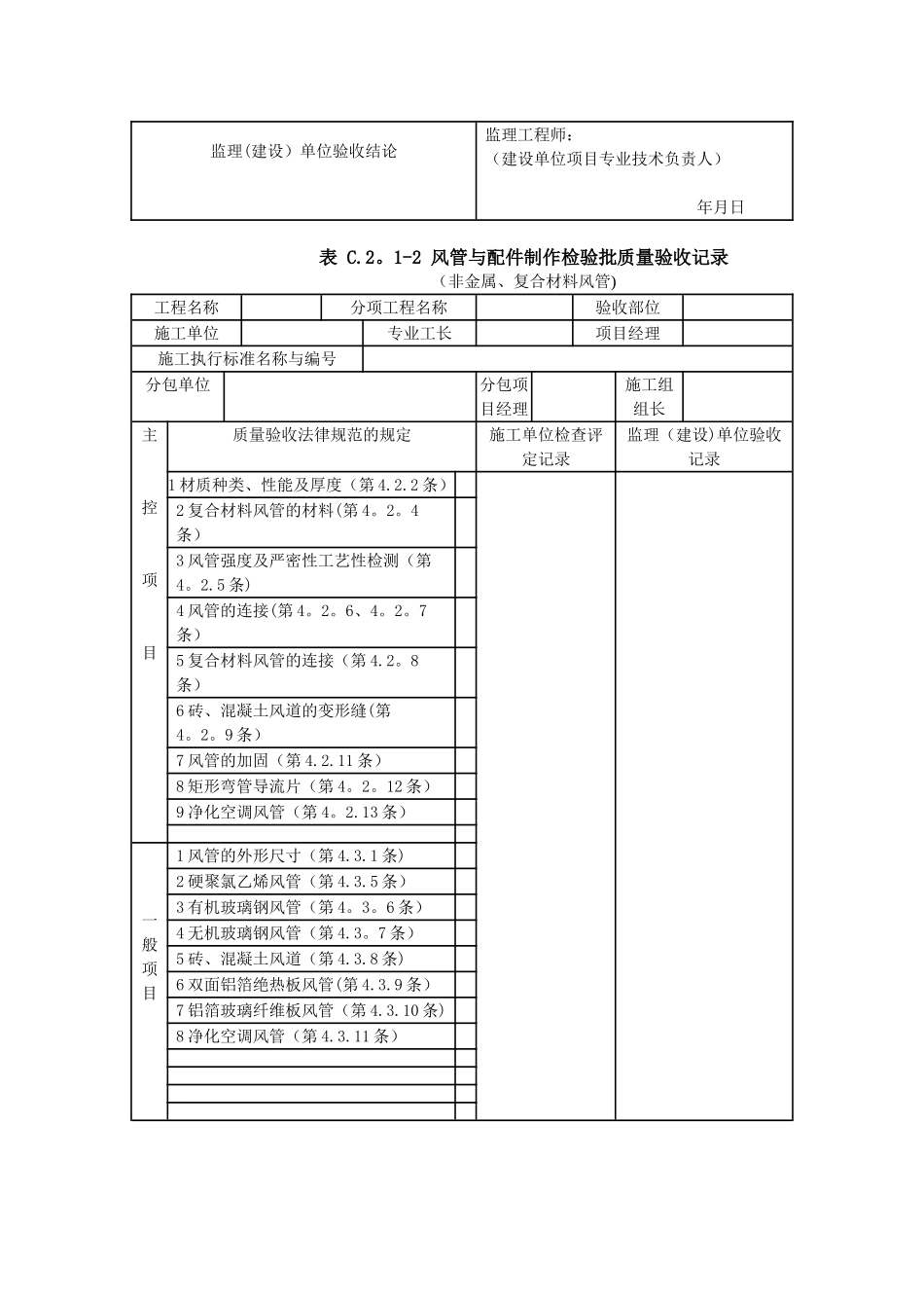 《通风与空调工程施工质量验收规范》验收表格85086_第2页