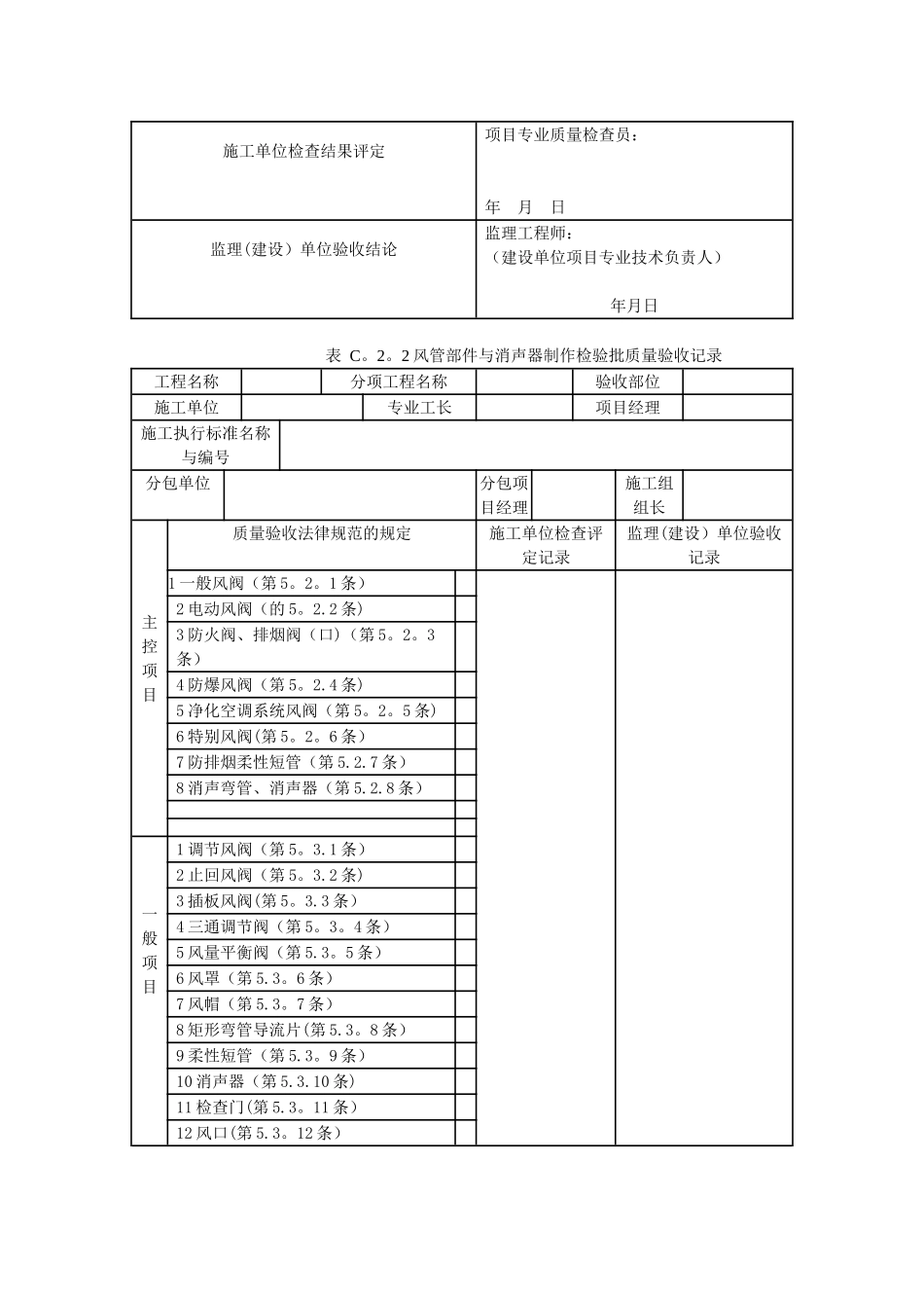 《通风与空调工程施工质量验收规范》验收表格85086_第3页