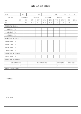 《销售人员评估表》