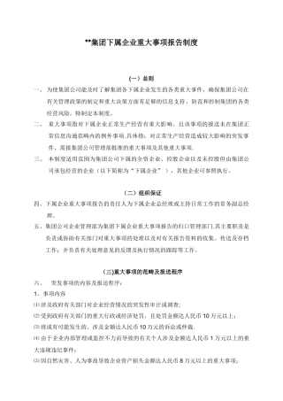 《集团重大事项报告制度》