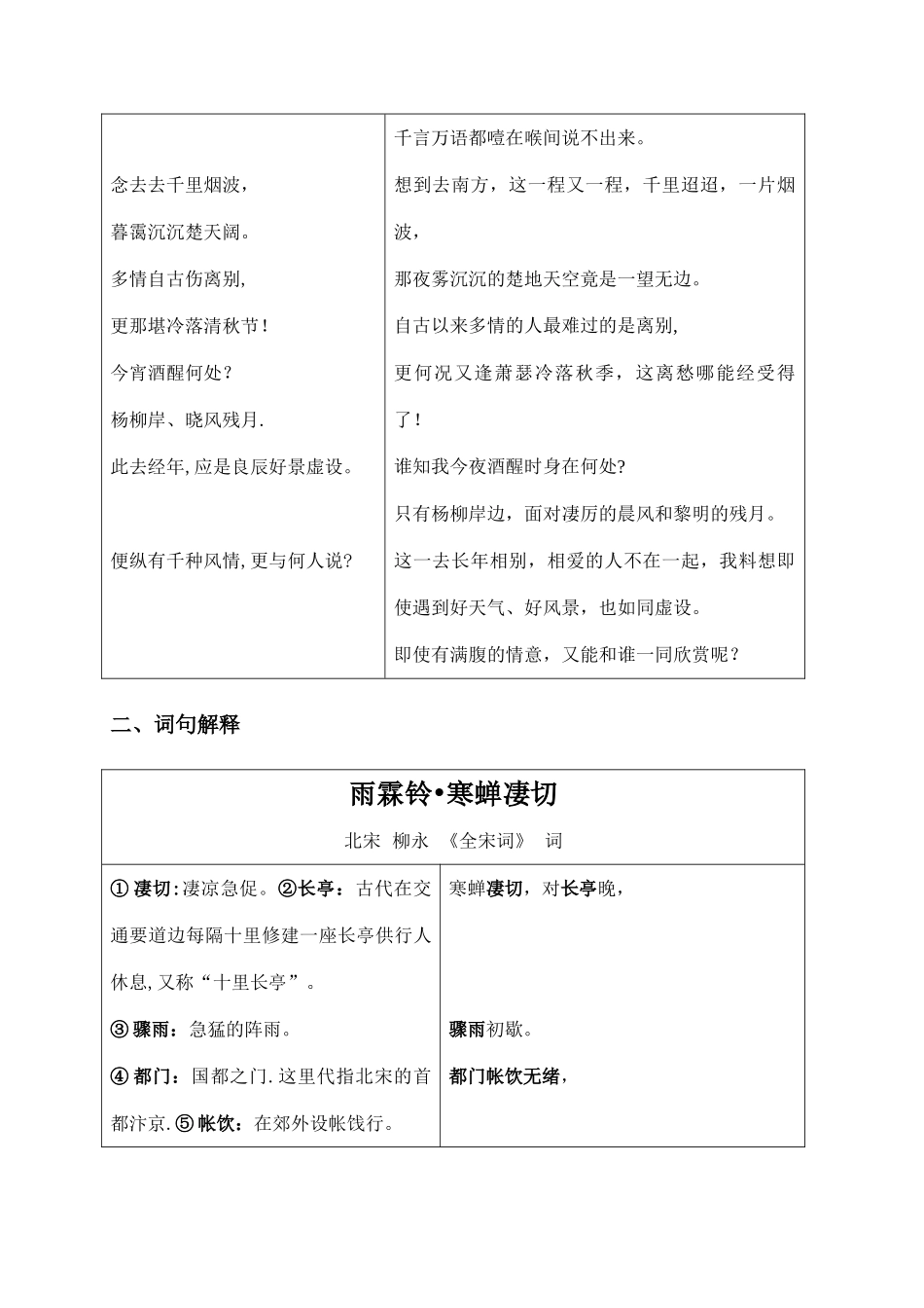 《雨霖铃·寒蝉凄切》注释及注音整理_第3页