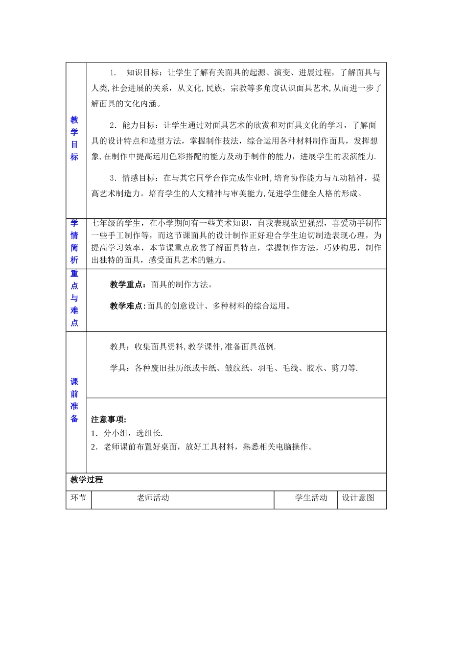 《面具的设计制作》教案祥案_第2页