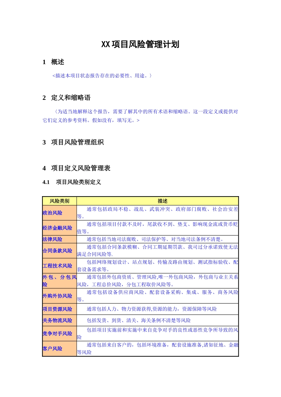 《项目风险管理计划》模板_第3页