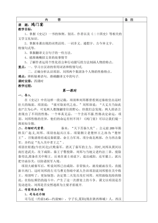 《鸿门宴》优秀优秀教案