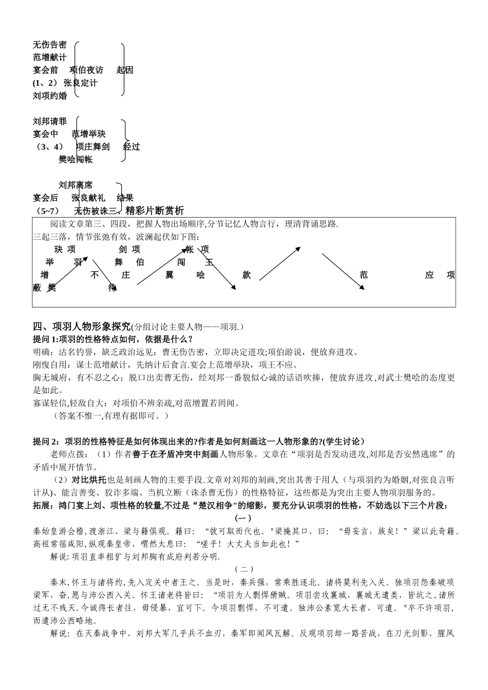 《鸿门宴》公开课教案设计_第3页
