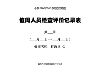 【值周人员值周工作检查评价记录表】