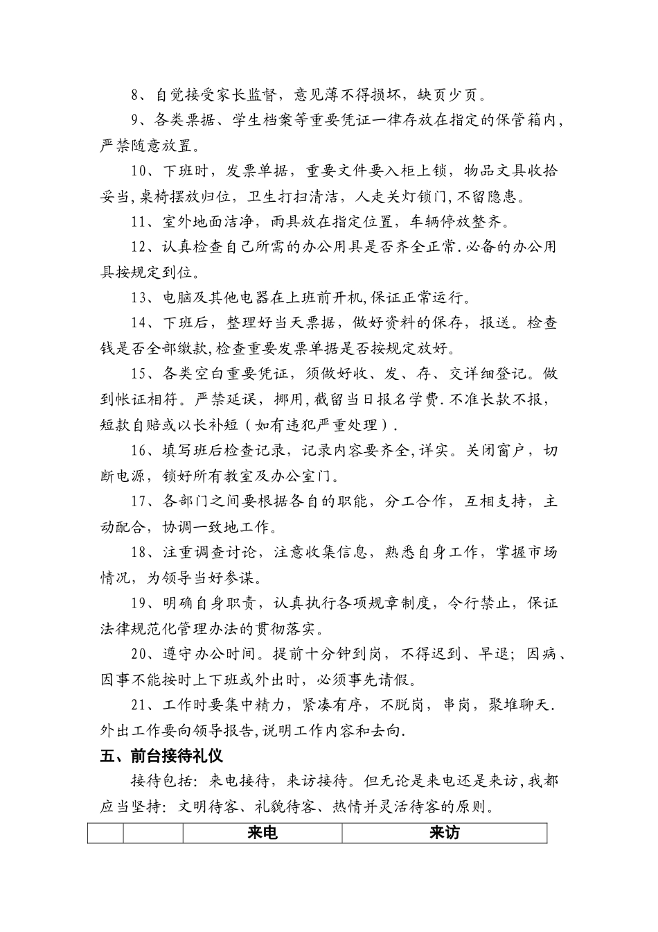 一、培训学校前台工作规程_第3页