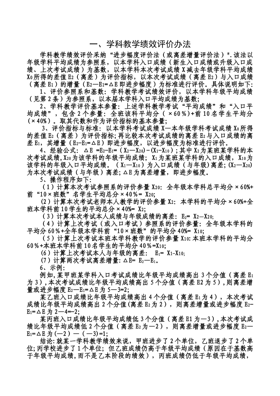 一、学科教学绩效评价办法_第1页