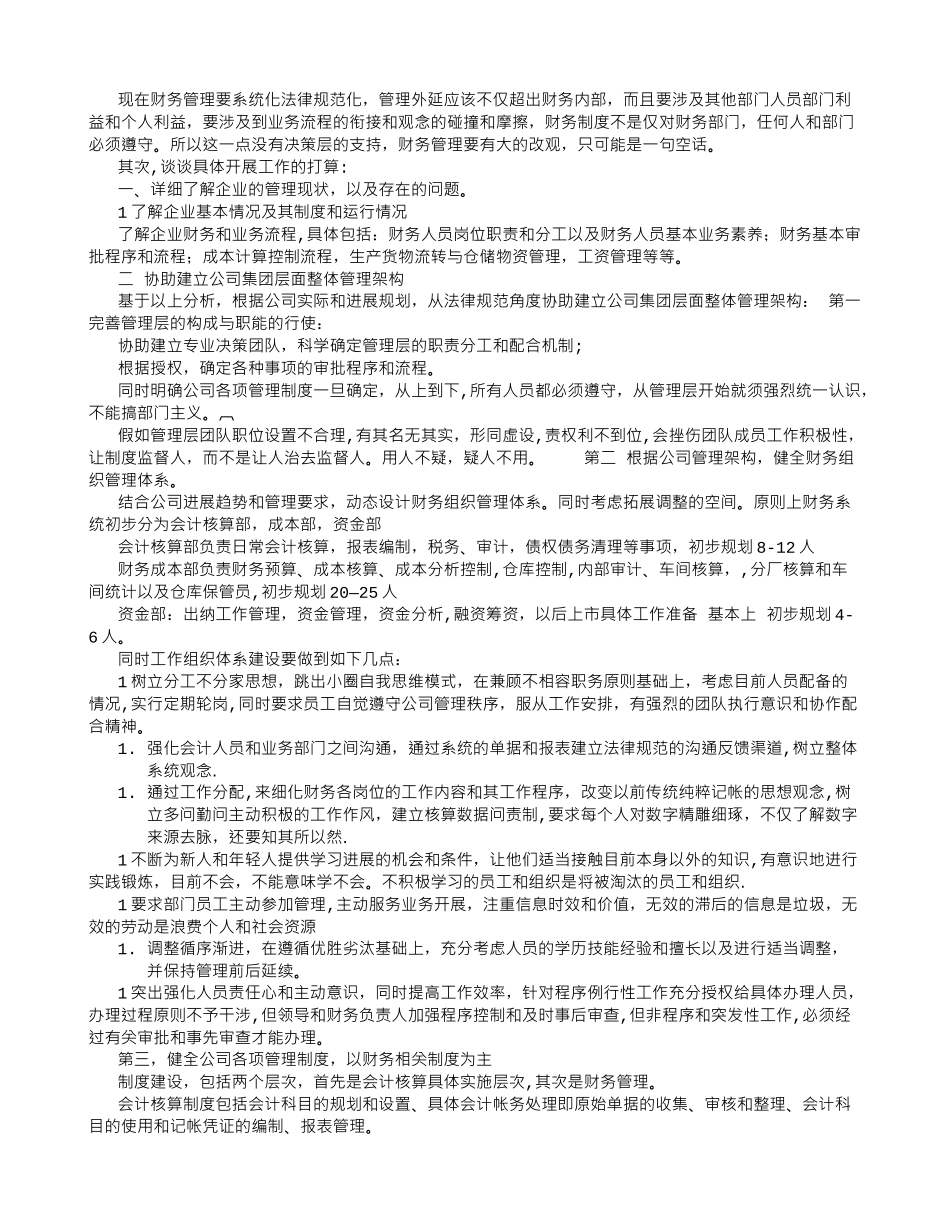 一个制造企业财务总监的财务工作规划_第2页