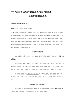 一个完整的房地产全套文案策划28841