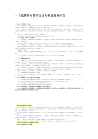 一个完整的财务情况说明书及财务报告