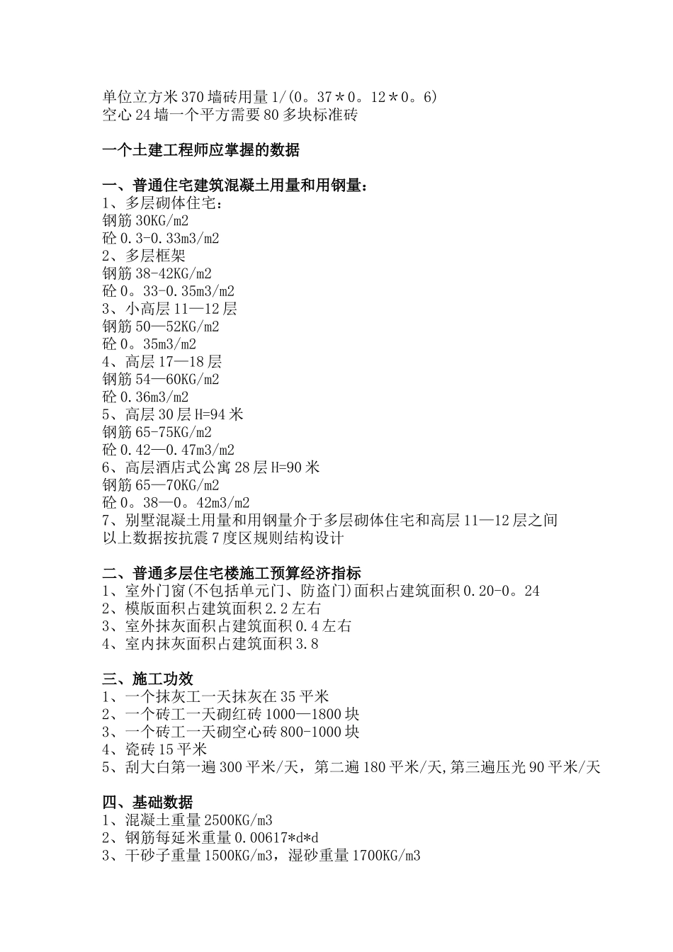 一个建筑工程师最起码应该知道的数据_第2页