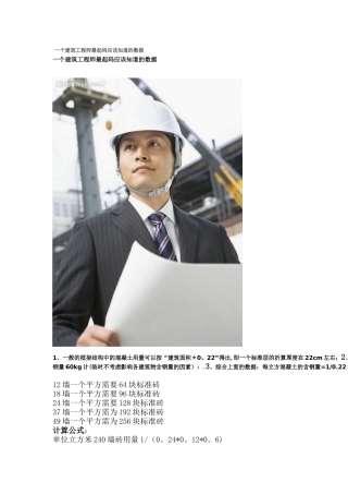 一个建筑工程师最起码应该知道的数据