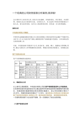 一个经典的公司财务报表分析案例-很详细