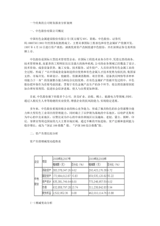一个经典的公司财务报表分析案例