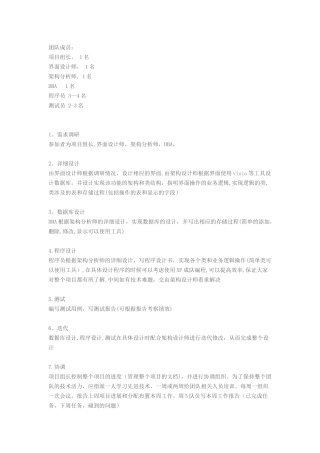 一个软件项目团队的分工