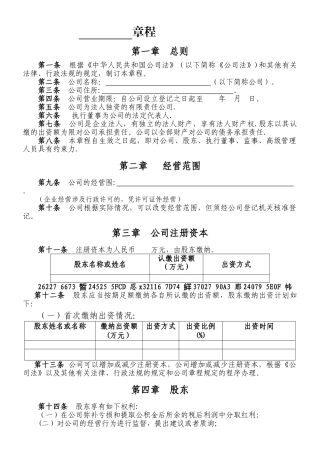 一人制公司章程