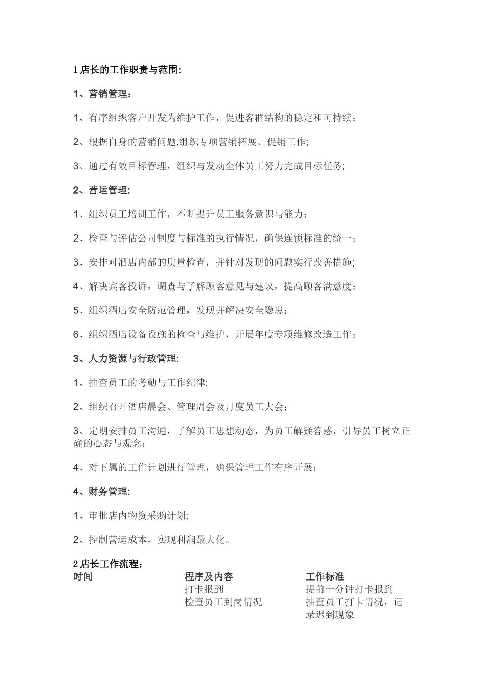 一位优秀酒店店长的工作流程_第1页