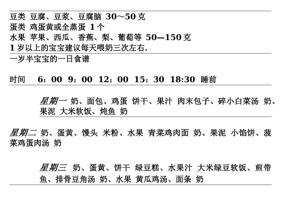 一岁多的宝宝可以参照以下饮食表_第2页