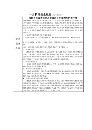 一月护理安全教育记录