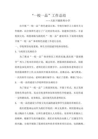 一校一品工作总结