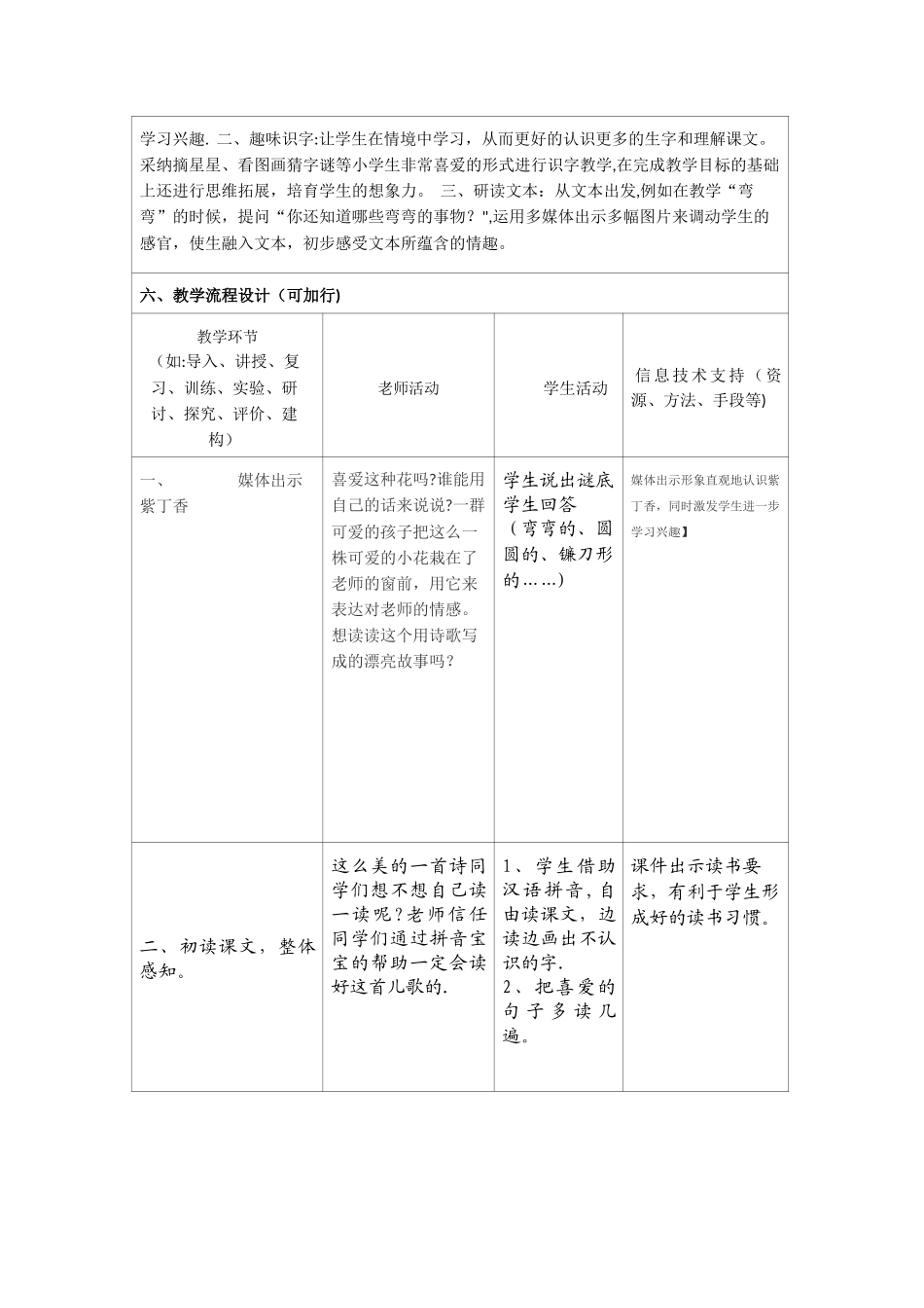 一株紫丁香信息化教学设计模板_第2页