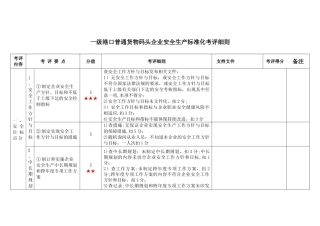 一级港口普通货物码头企业安全生产标准化考评细则