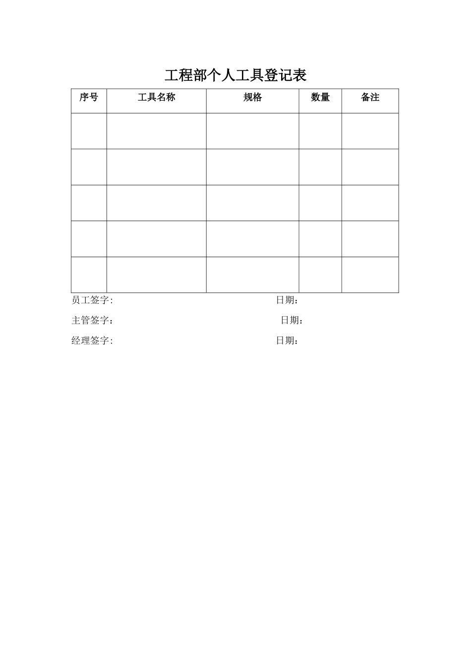 一级物业公司工程部工具管理制度及表格_第3页
