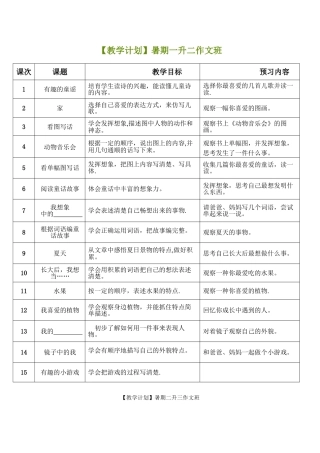 一至六暑期作文教学计划