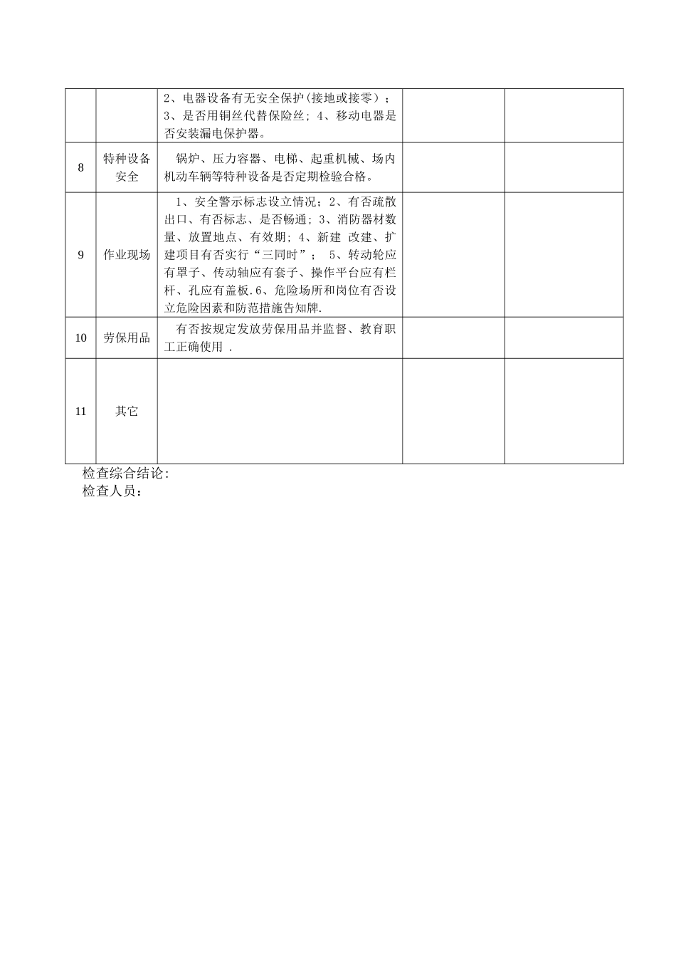 一般企业安全生产自查表_第2页