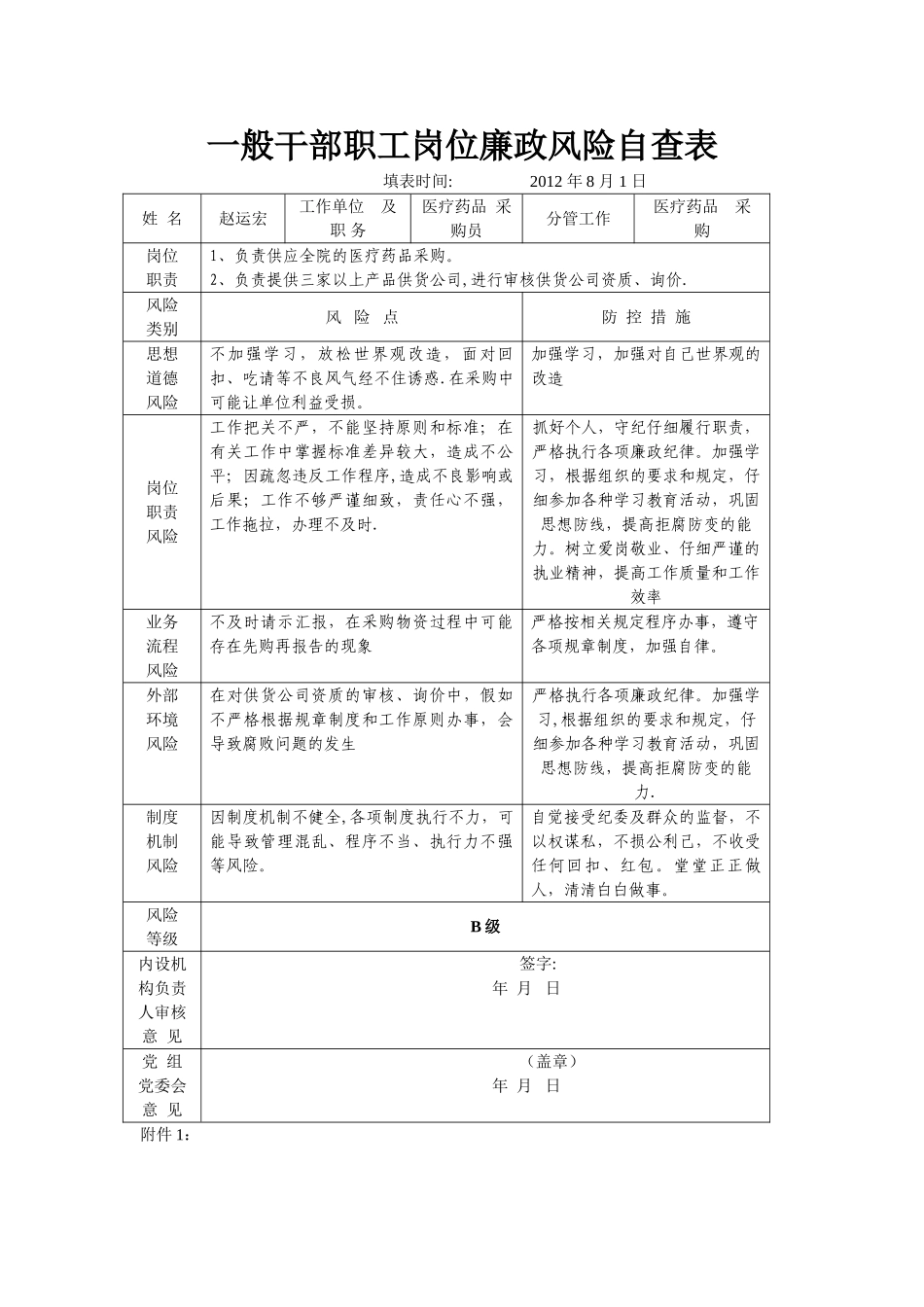 一般干部职工岗位廉政风险自查表_第3页