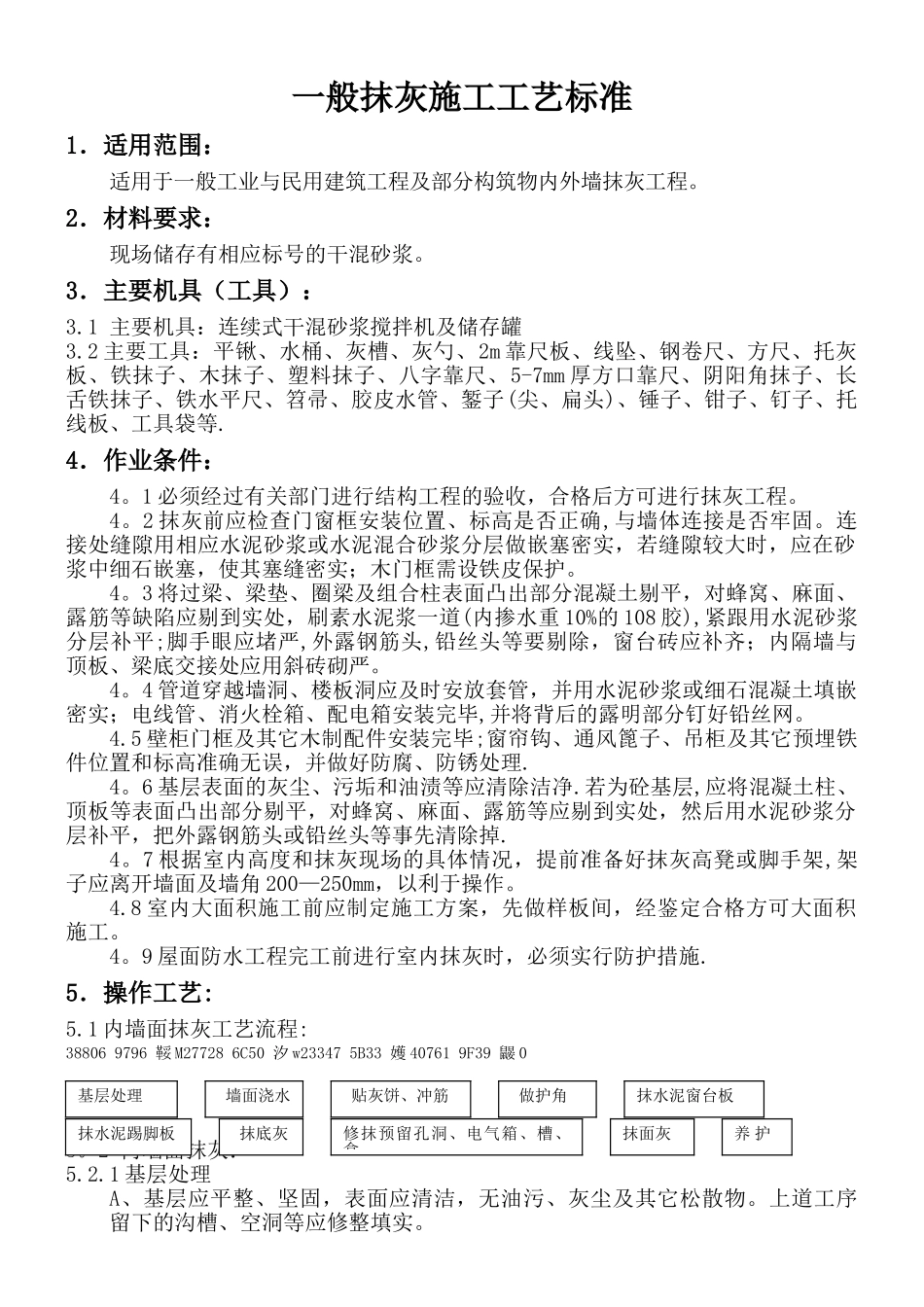 一般抹灰施工工艺标准_第1页