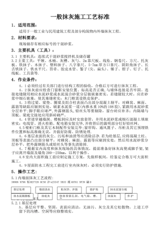 一般抹灰施工工艺标准