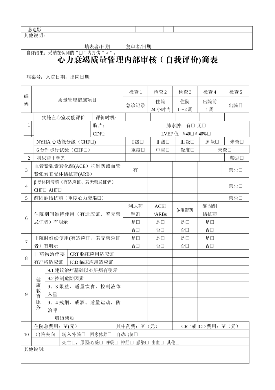 七个单病种质量管理自我评价简表_第3页