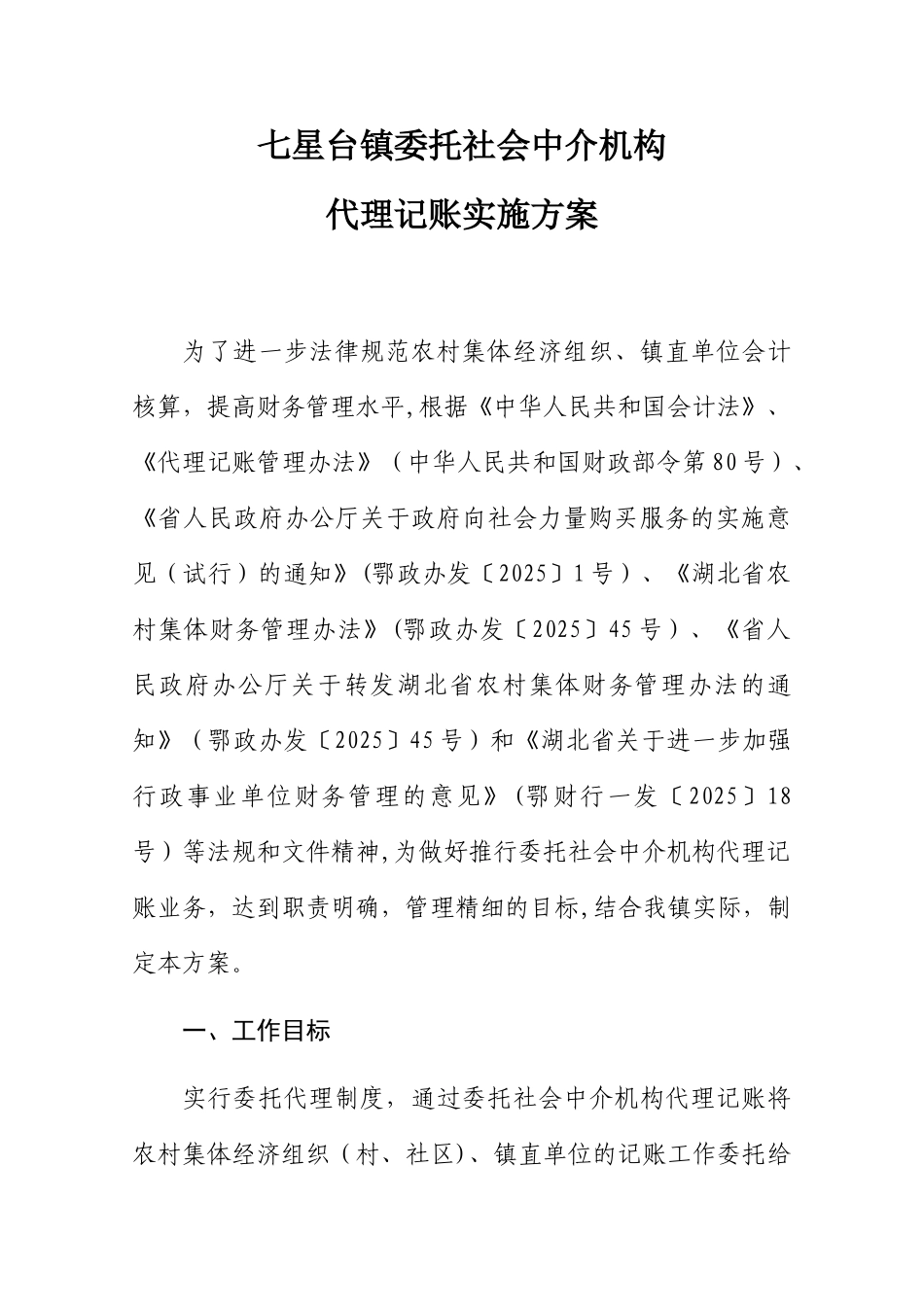 七星台镇委托代理记账方案_第1页