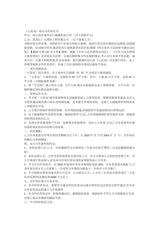 七星岛项目协议书