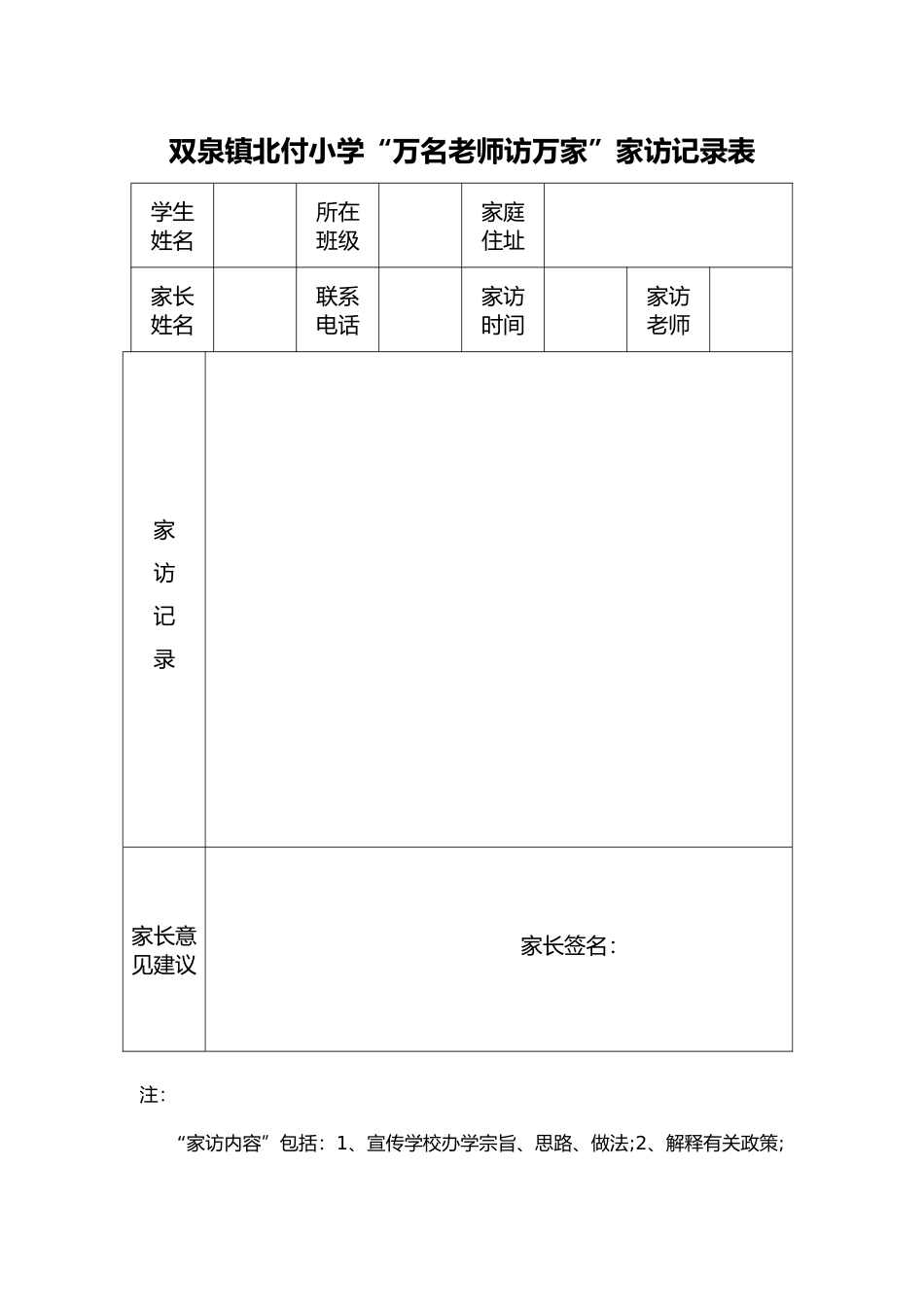 万名教师访万家家访记录表_第1页