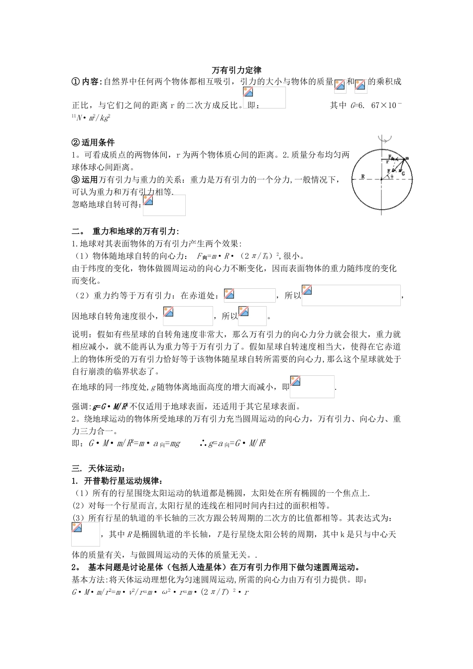 万有引力与航天知识点总结_第1页