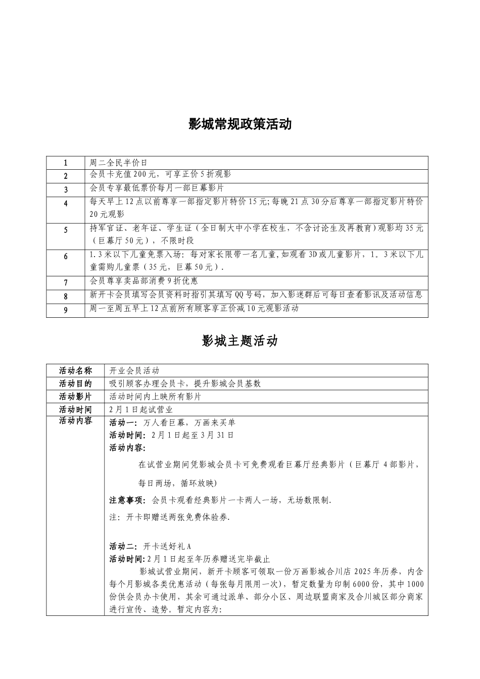 万画影城开业经营计划_第2页