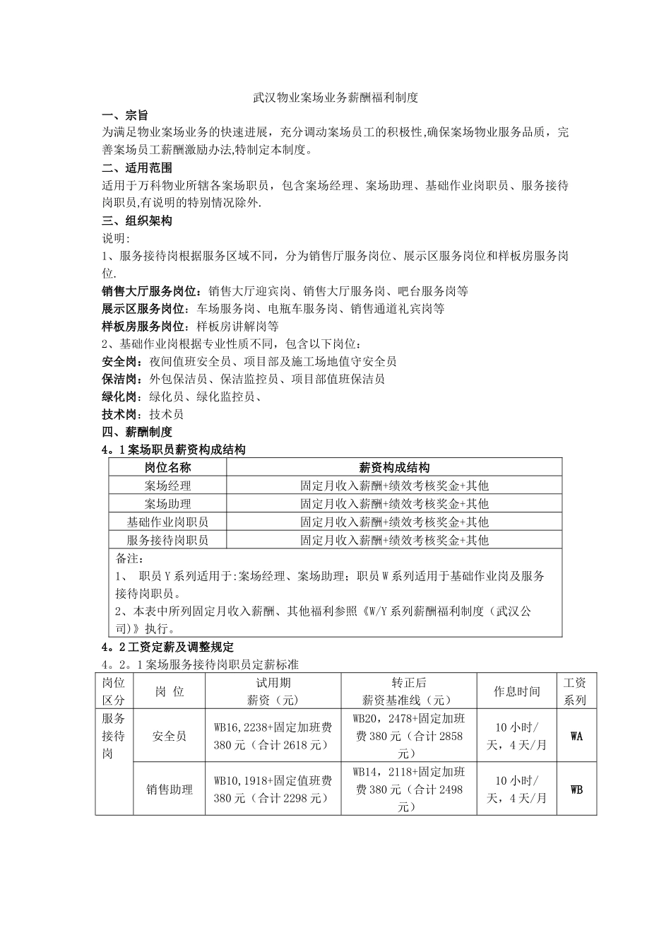万科物业案场业务薪酬福利制度_第1页