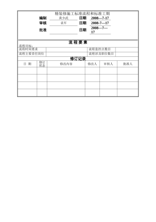 万科精装修标准流程与工期