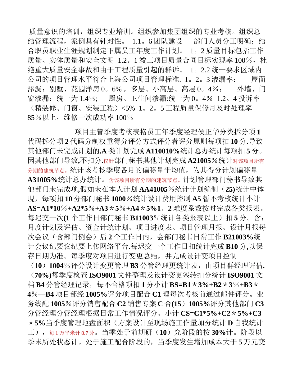 万科部门绩效考核指标_第2页