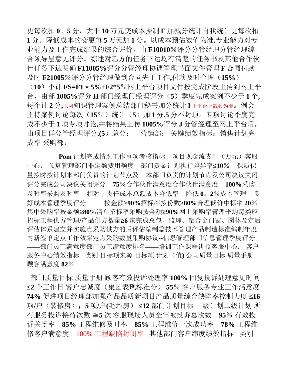 万科部门绩效考核指标_第3页