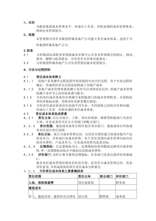 万科集团责任成本管理体系指引
