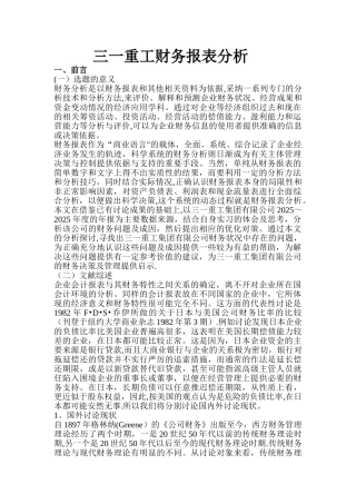 三一重工集团有限公司财务报表分析