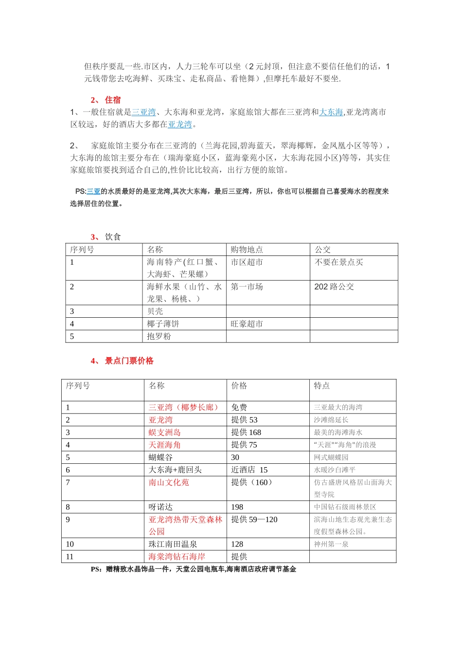 三亚五日游攻略方案_第2页